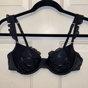 Kardashian Kollection Intimates Black Ruffled Bra Sz 34C